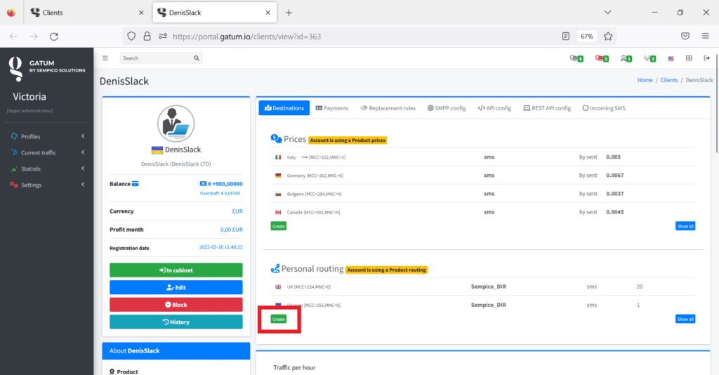 create-routing with-specific-settings