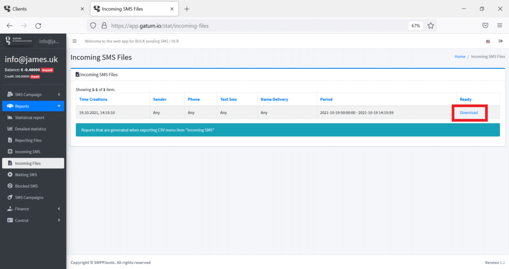 downloading-the-report-on-incoming-sms