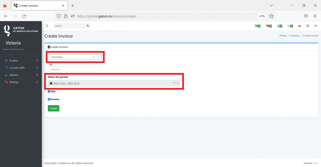 period-selection for billing-client